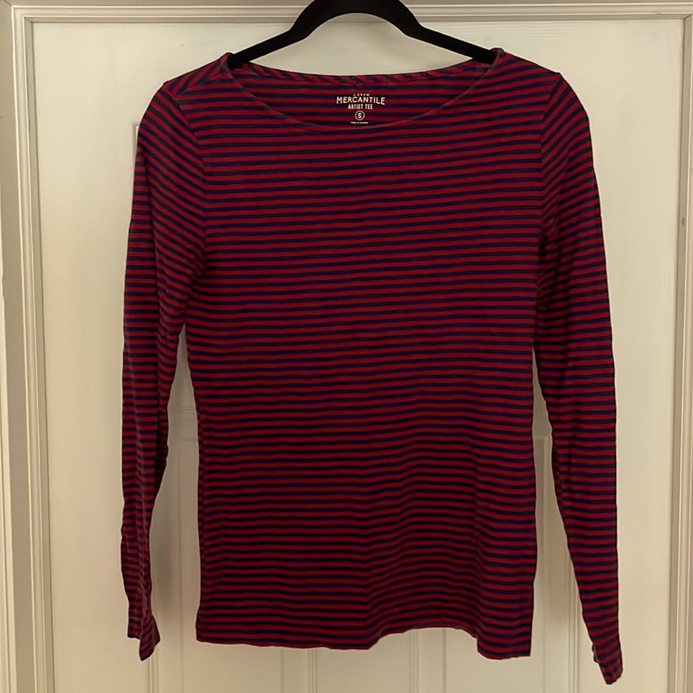 Red and blue striped long sleeve tshirt